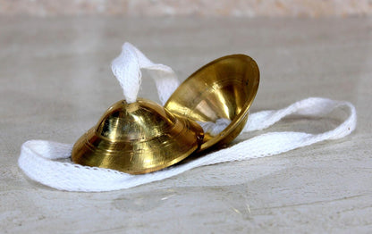 eSplanade Brass Manjeera set Clash Cymbals Hand Cymbals - 3" & 2.4" Inches Dia. - Golden