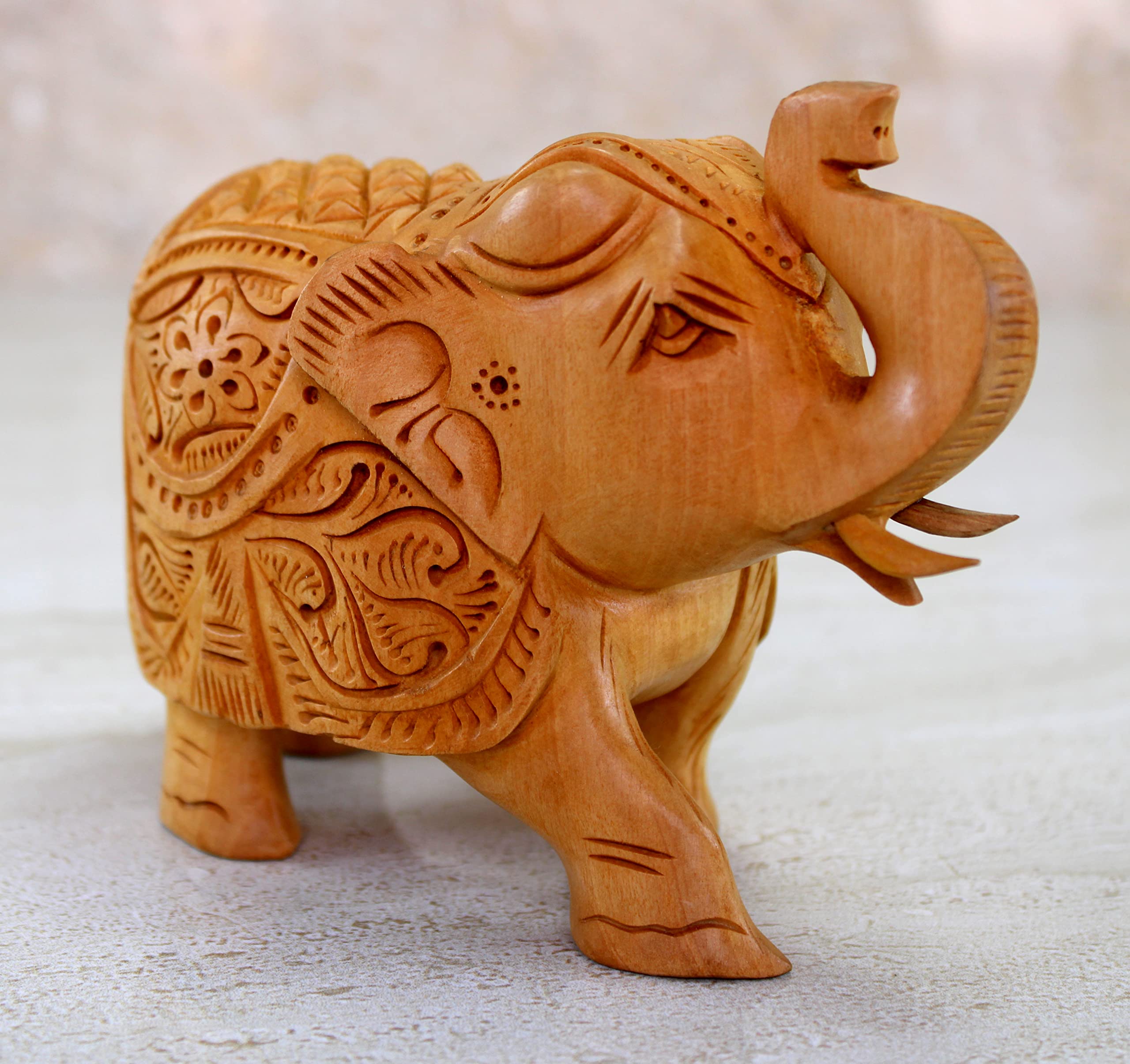 eSplanade Wooden Elephant Sculpture or Showpiece Baby Inside Mother's Tummy Feng Shui Vastu Brings Goodluck Home Decor (Large)