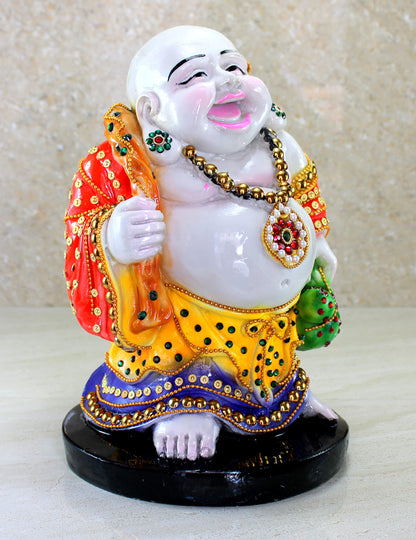 eSplanade Laughing Buddha Statue for Money, Wealth & Good Luck | Resin Home Decor Item for Living Room, Office Table Desk, Shelf | Feng Shui Showpiece, Idol & Figurine | House Warming Gift, 6.5"