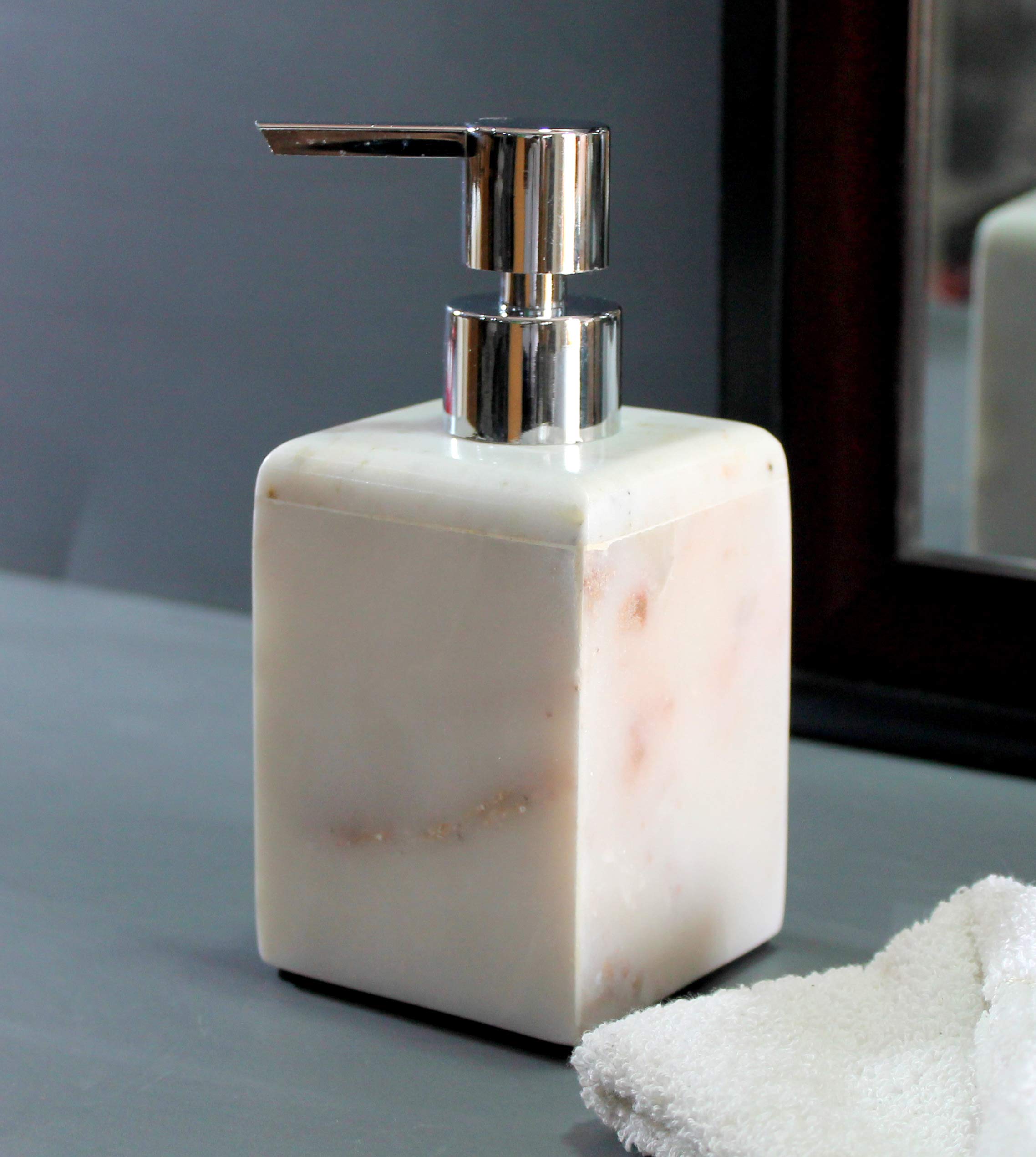 KLEO Soap/Lotion Dispenser - Made of Genuine Indian Marble - Luxury Bathroom Accessories Bath Set (Multicolour)