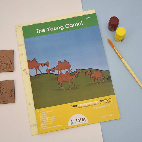 IVEI Panchatantra Story Kids Learning Book - Workbook and 2 DIY Keychains - Colouring Activity Worksheets - Creative Fun Activity and Education for Kids - The Young Camel ( Age 4 to 7 Years )