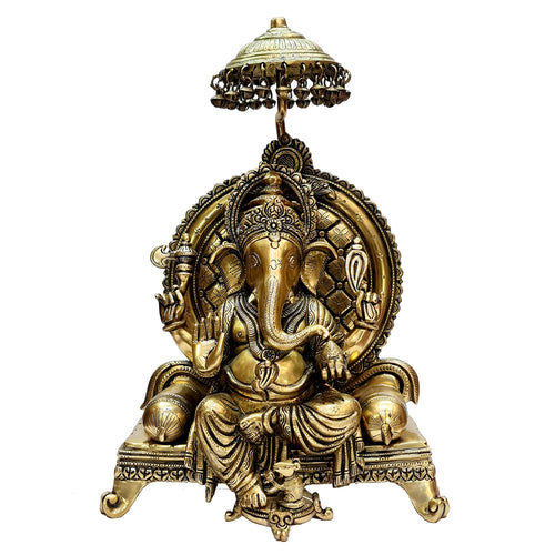 eSplanade Brass - Ganesh Ganesha Ganpati Vinayak with Singhasan Showpiece -18