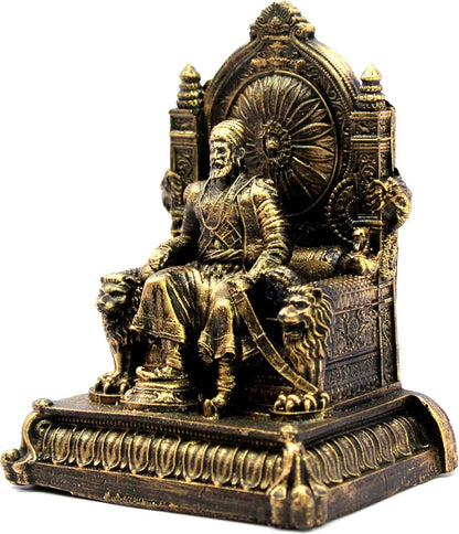 eSplanade Resin Chhatrapati Shivaji Maharaj Statue Idol Sculpture Showpiece Figurine Murti - Golden - 5" Inches