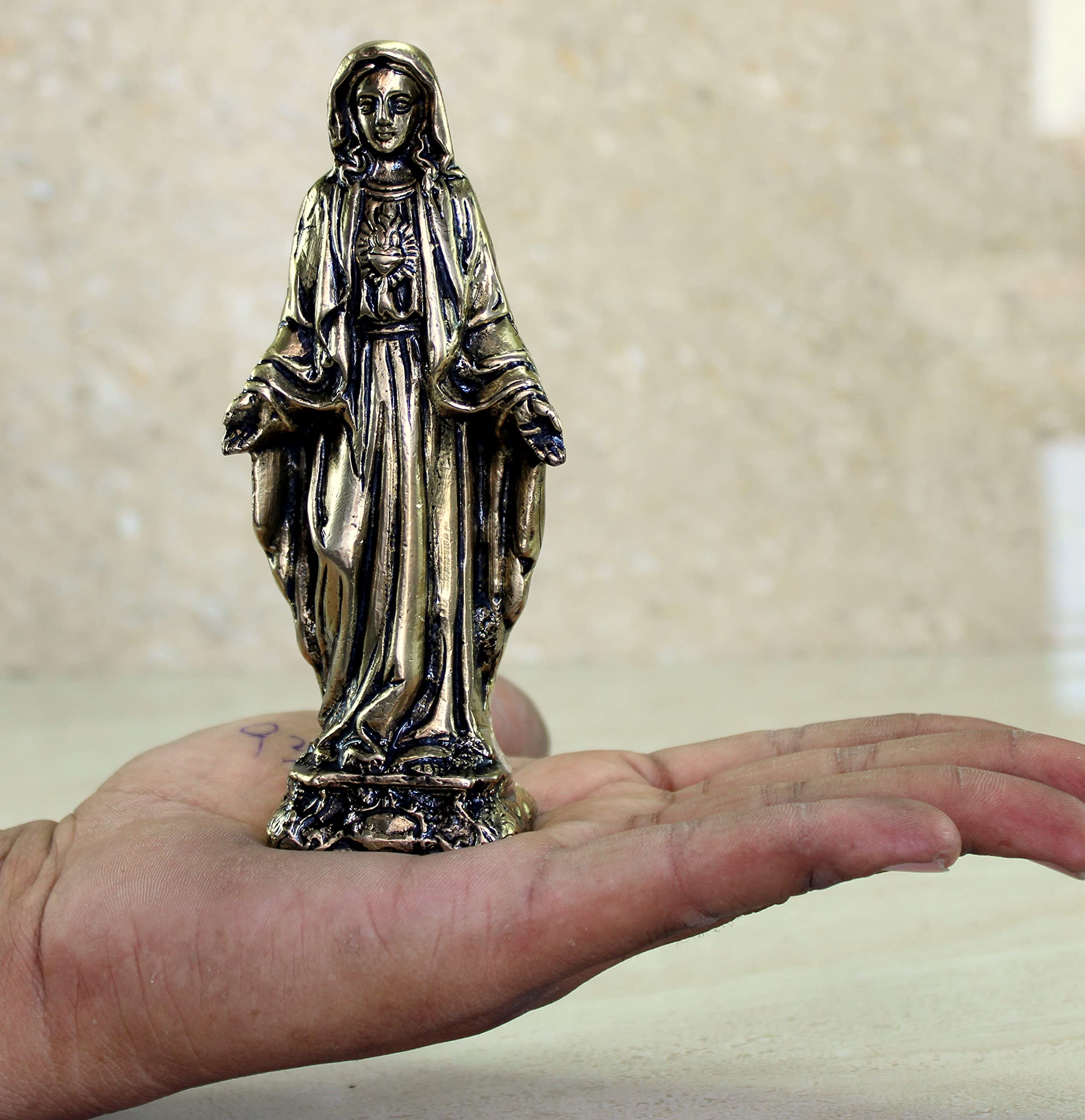 eSplanade Brass Jesus Christ and Mother Mary | Religious Statues | Holy Statue of Christian| 16" & 5.75" Inches