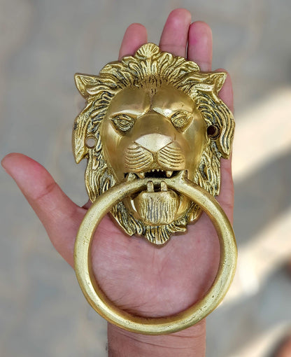 StonKraft Brass Lion Door Knocker Knockers Gate Knocker Door Accessories (Lion 5")