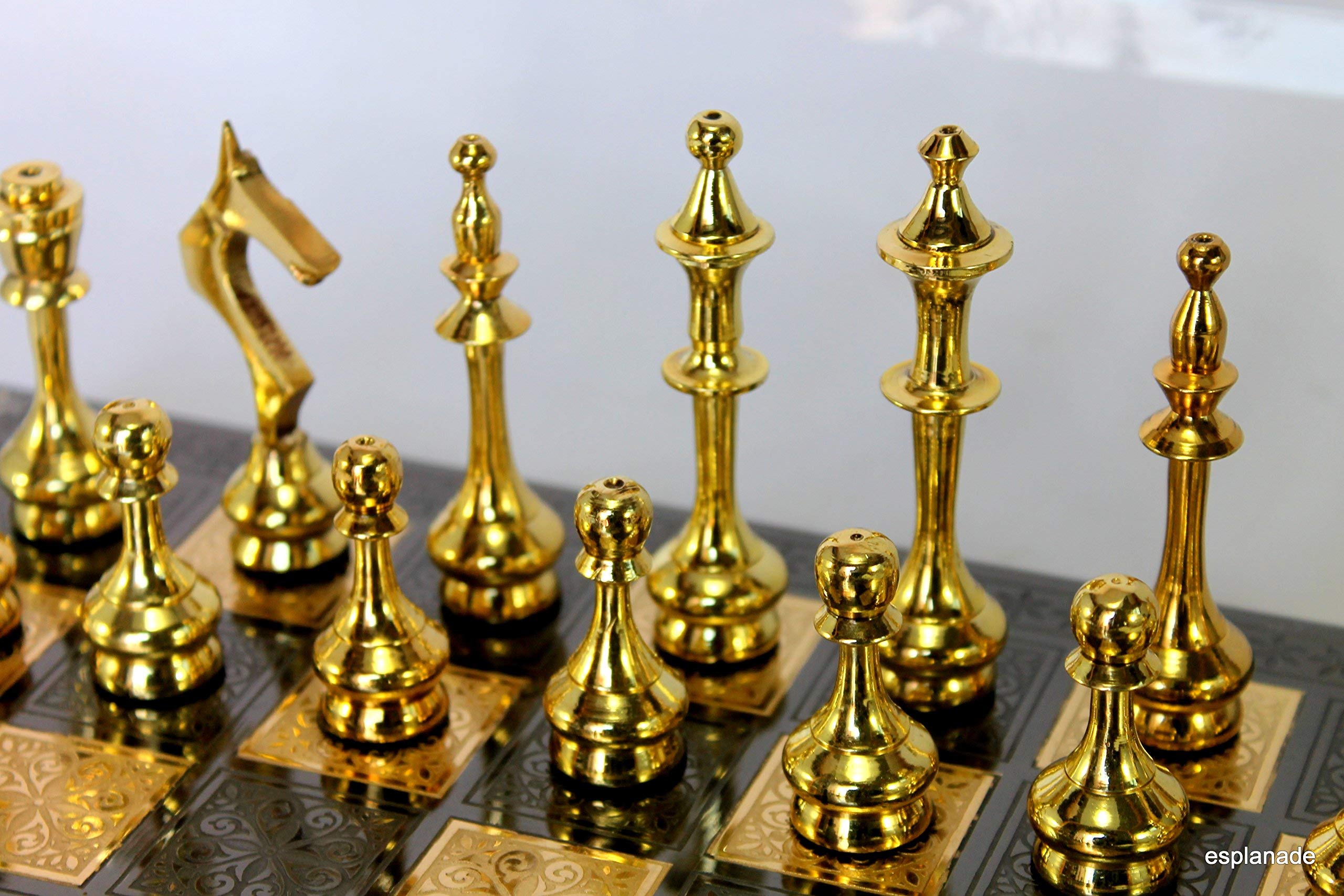 StonKraft Brass Wooden Chess Pieces Pawns Chessmen Figure Figurine Pieces Coins