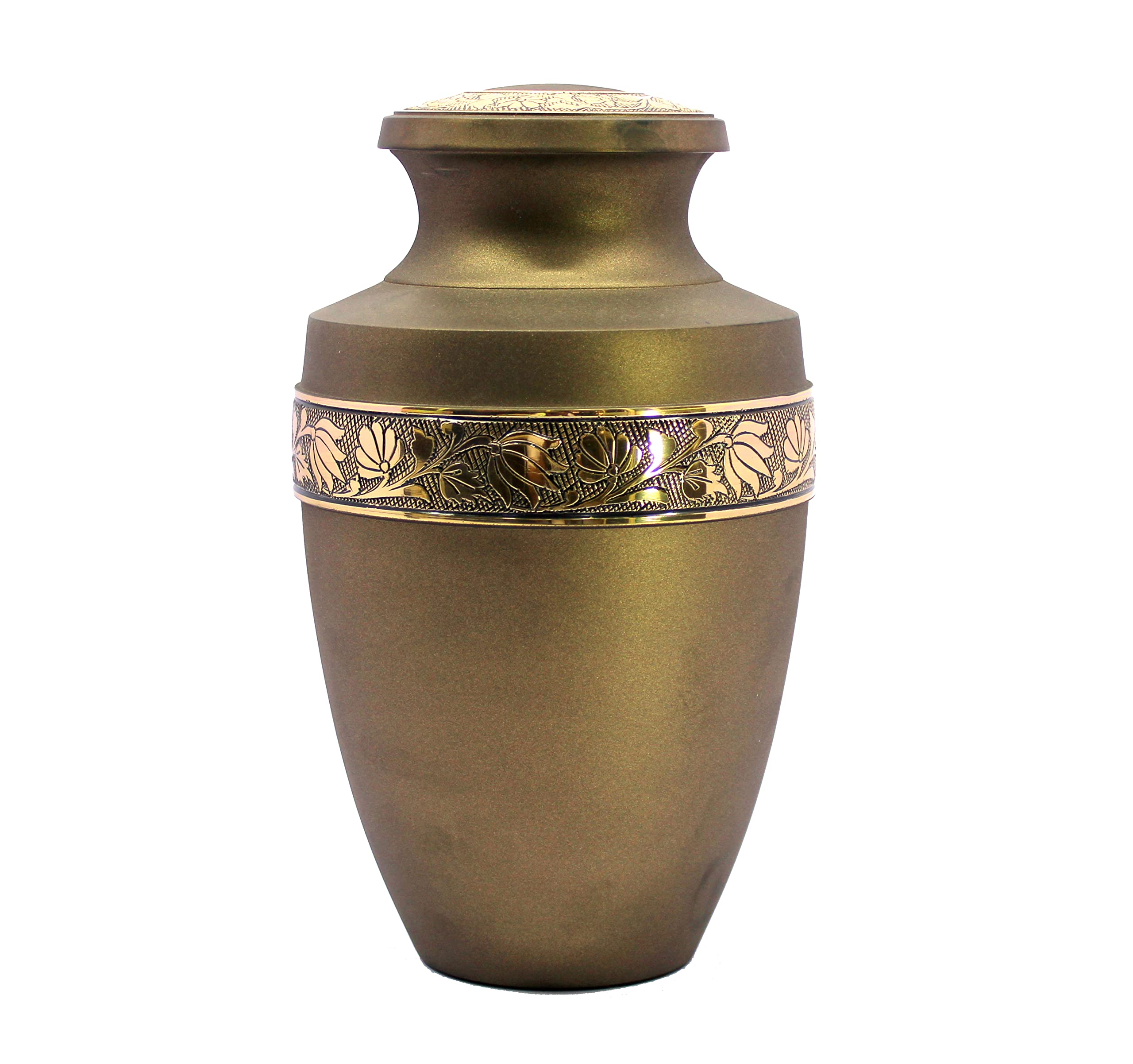eSplanade Brass Cremation Urn Memorial Jar Pot Container | Full Size Urn for Funeral Ashes Burial | Engraved Metal Urn |