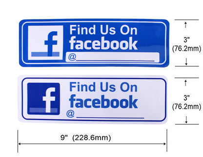 eSplanade FIND US ON Facebook Sign Sticker Decal - Easy to Mount Weather Resistant Long Lasting Ink Size (9" x 3")