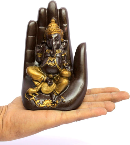 eSplanade Ganesha Showpiece for Home Decor | Resin Palm Ganesha Statue for Living Room, Office Table | Antique Idol & Figurine for Room Decor | Housewarming Gifts