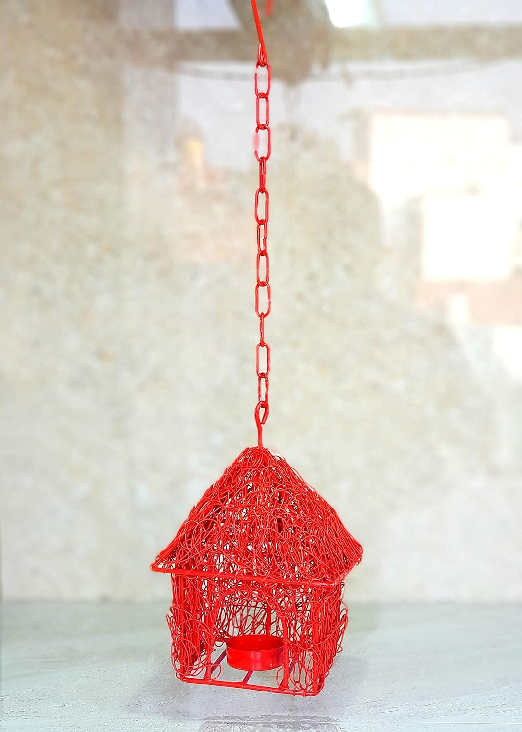 eSplanade 7" Tealight Hanging Lamp | Home Decor | Tealight Holder (Red)