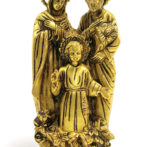 StonKraft Brass Holy Family of Mother Mary, Joseph, Jesus Christ Idol Statue Sculpture - (7.5