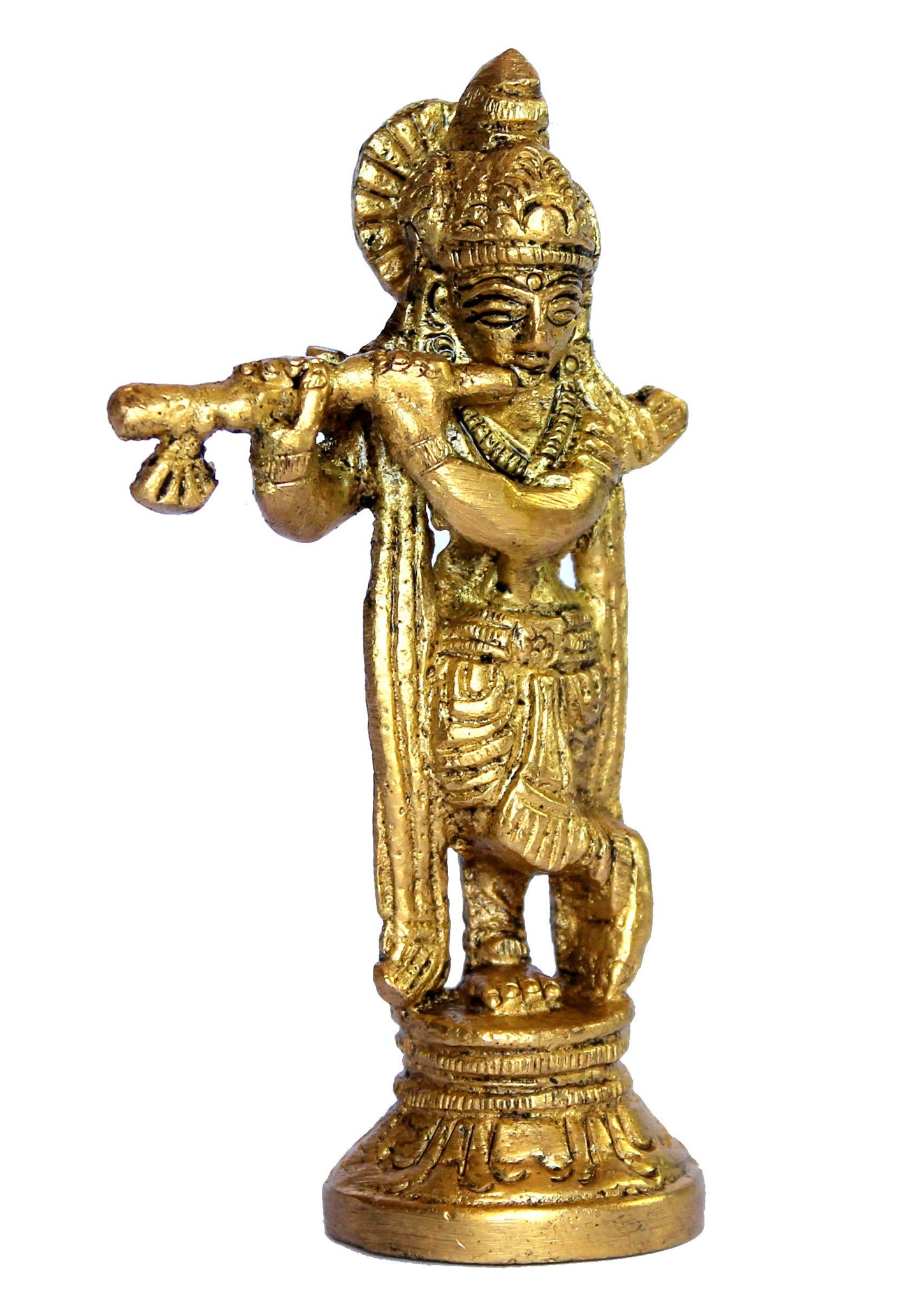 Esplanade - Brass - 3.5" - Krishna Makhan Chor Laddoo Gopal Baby Krishna Kishan Thakurji Murti Idol Statue Sculpture