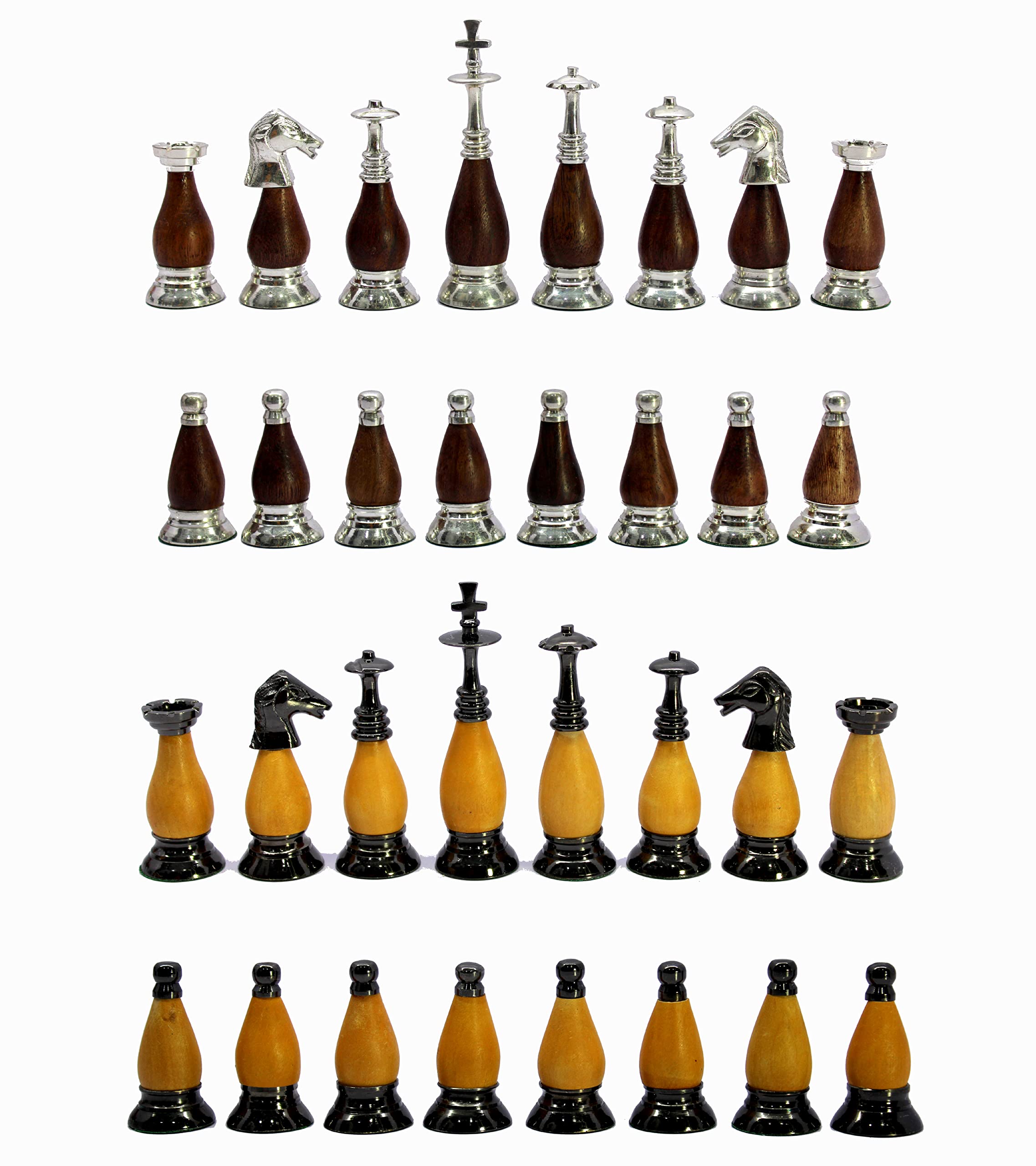 StonKraft Brass Wooden Chess Pieces Pawns Chessmen Figure Figurine Pieces Coins