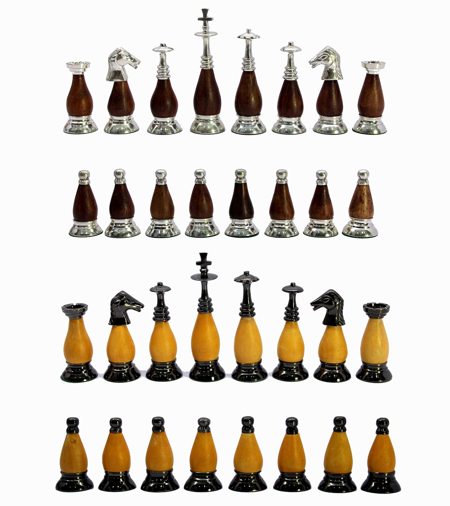 StonKraft Brass Wooden Chess Pieces Pawns Chessmen Figure Figurine Pieces Coins (3.5" King)