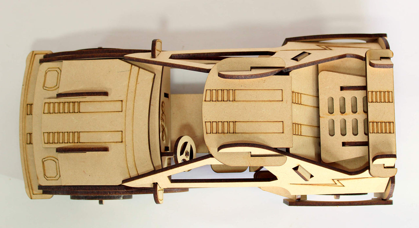 StonKraft 3D Wooden Puzzle Sports Car - Wooden, DIY, Build your own, Construction Toy, Modeling Kit | MDF Toys Car