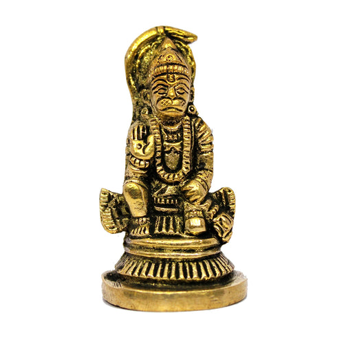 ESPLANADE Brass Hanuman Anjaneya Pavan Putra Bajrangbali Idol Murti Moorti Statue - Golden - 2.5