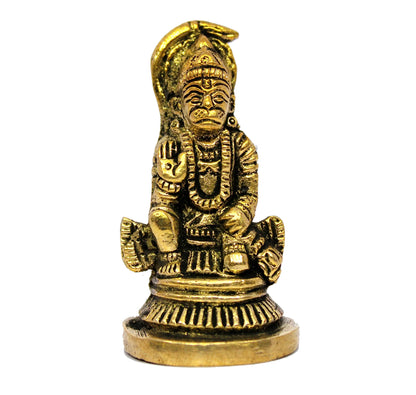 ESPLANADE Brass Hanuman Anjaneya Pavan Putra Bajrangbali Idol Murti Moorti Statue - Golden - 2.5" Inches