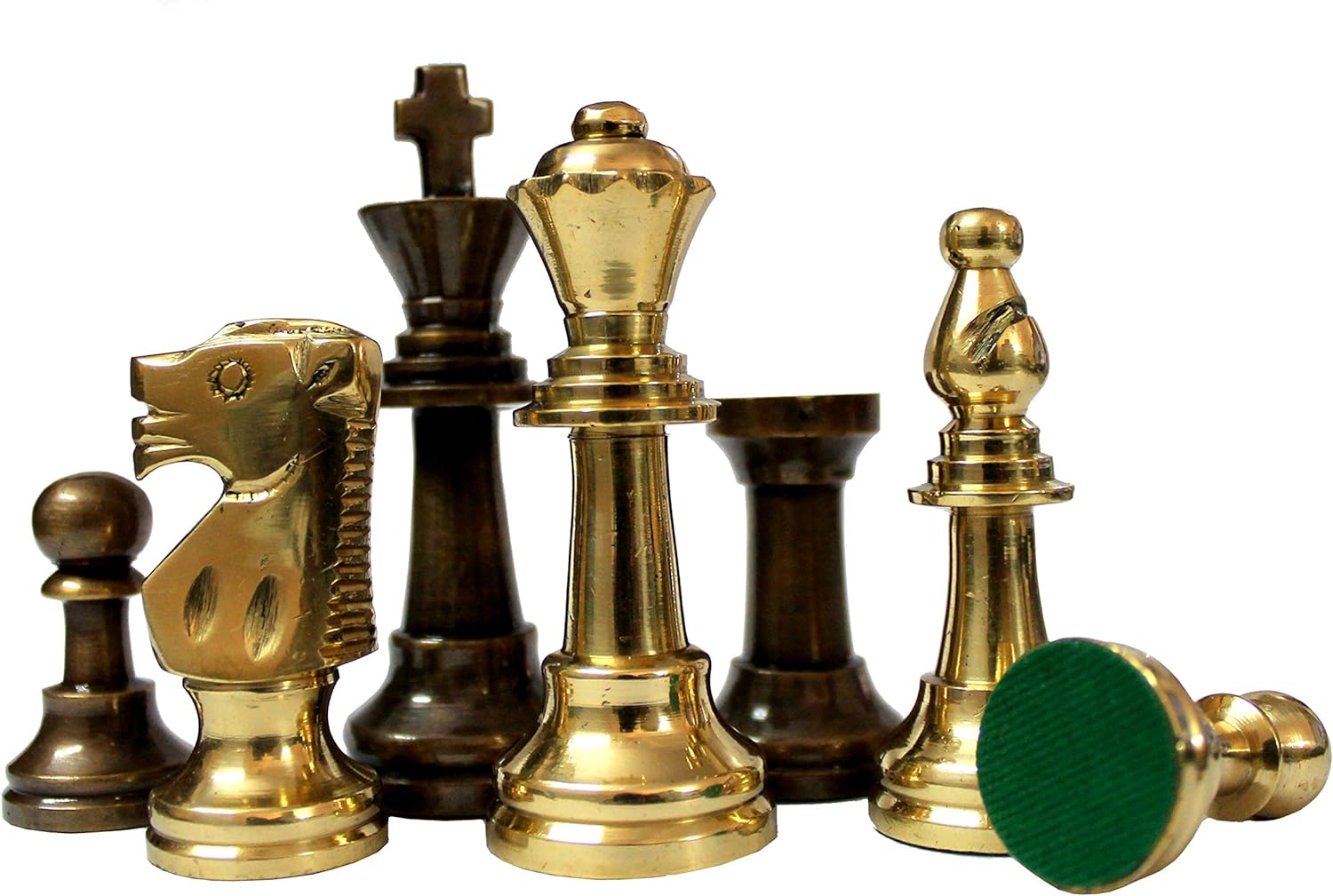 16" X 16? Collectible Acacia Wood Chess Game Board Set+Brass Pieces