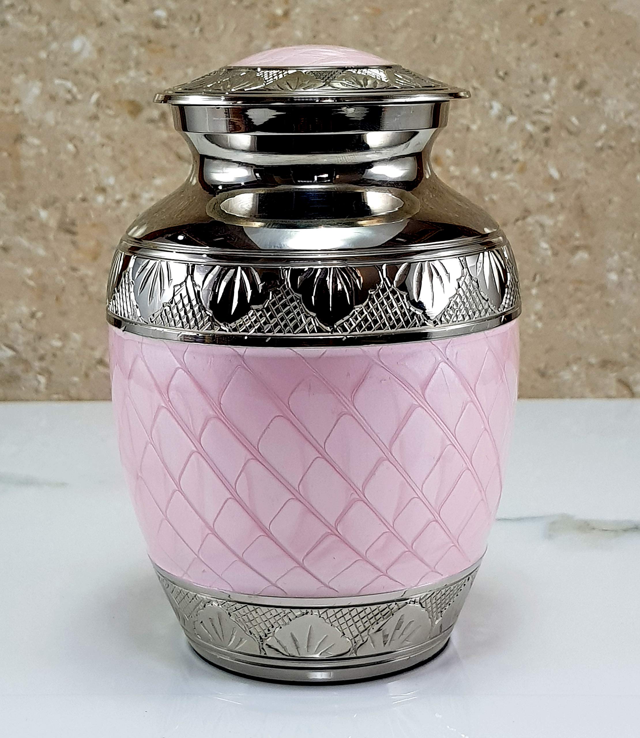 eSplanade Metal Cremation Urn Memorial Jar Pot Container | Medium Size Urn for Funeral Ashes Burial | Engraved Metal Urn
