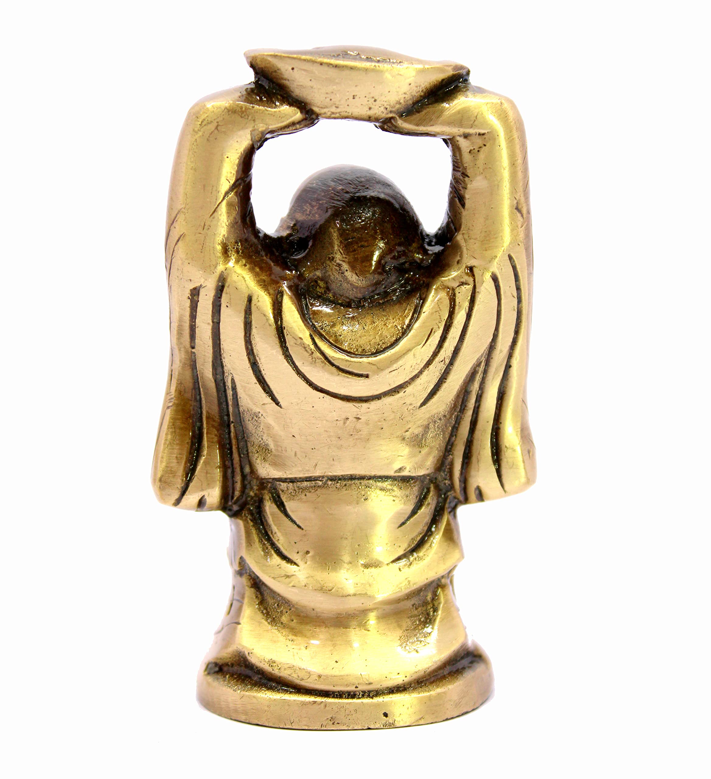 ESPLANADE Laughing Buddha Statue for Money, Wealth & Good Luck | Brass Home Decor Item for Living Room, Office Desk | Feng Shui Figurine, Vastu Show Pieces, Kuber Statue | Gift for House Warming, 3.5"