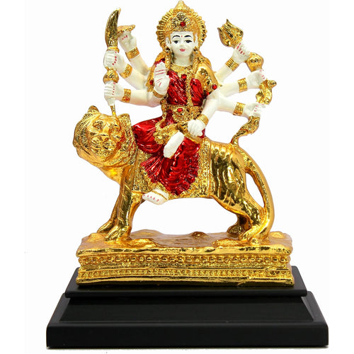 eSplanade Maa Durga Mata Rani Shera Wali Murti Idol Statue | Gold Foil Work on Sculpture | Pooja Idols - Home Decor | Decorative Accessories | Ceramic/Porcelain - 9