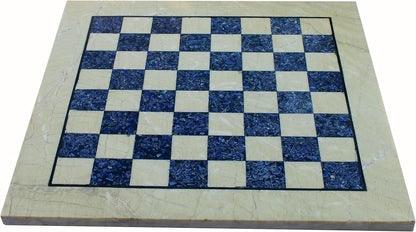 StonKraft 15" X 15" Collectible Chess Game Board Made with Australian Marble, Lapiz Lazuli without Pieces - Appropriate Wooden & Brass Chess Pieces Chessmen available separately by StonKraft Brand