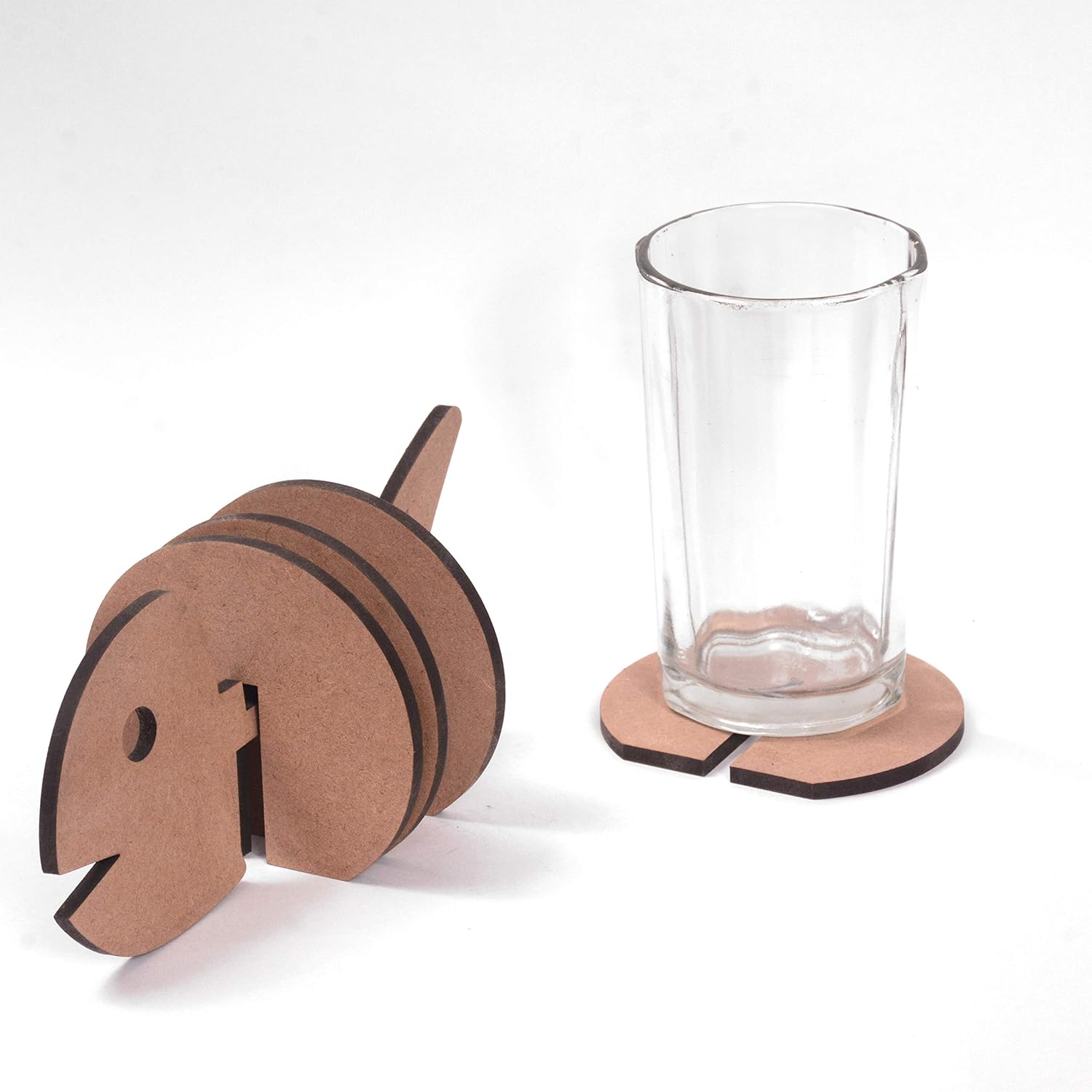 IVEI MDF DIY Coasters with Fish Holder - MDF Plain Wooden Fish Coasters & Holder Blank Cutouts for Painting Wooden Sheet Craft, Decoupage, Resin Art Work & Decoration - Set of 4 (7.5 in X 3.5 in)