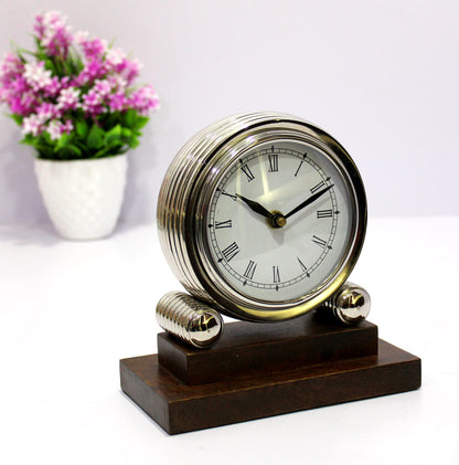 eSplanade Aluminium Metal Vintage Clock | Classic Retro Clock, European Style Vintage Table Clock Desk Clock | Clocks for Home | Time Piece | No Alarm feature - 7" Inches