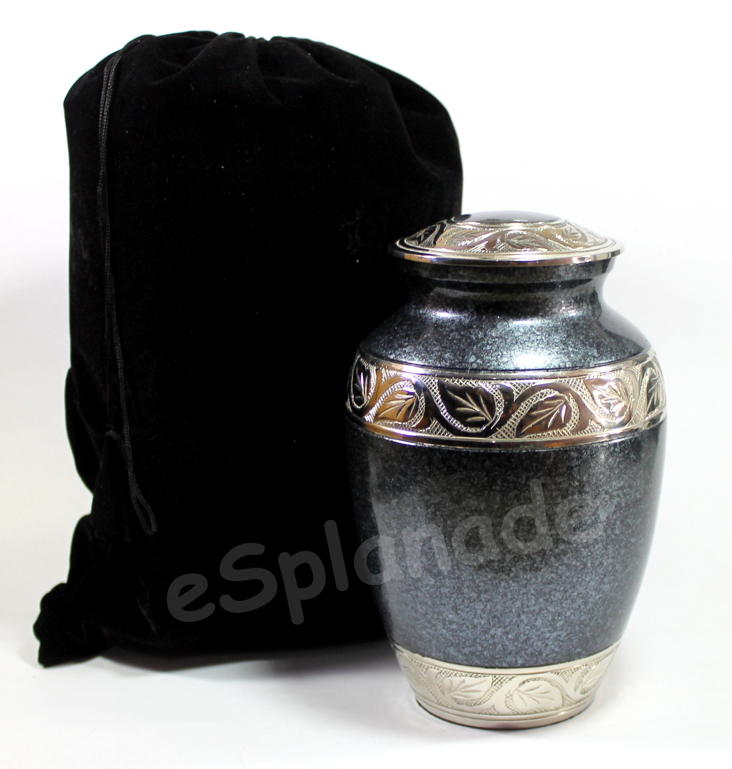 eSplanade Brass Cremation Urn Memorial Jar Pot Container | Full Size Urn for Funeral Ashes Burial | Engraved Metal Urn |