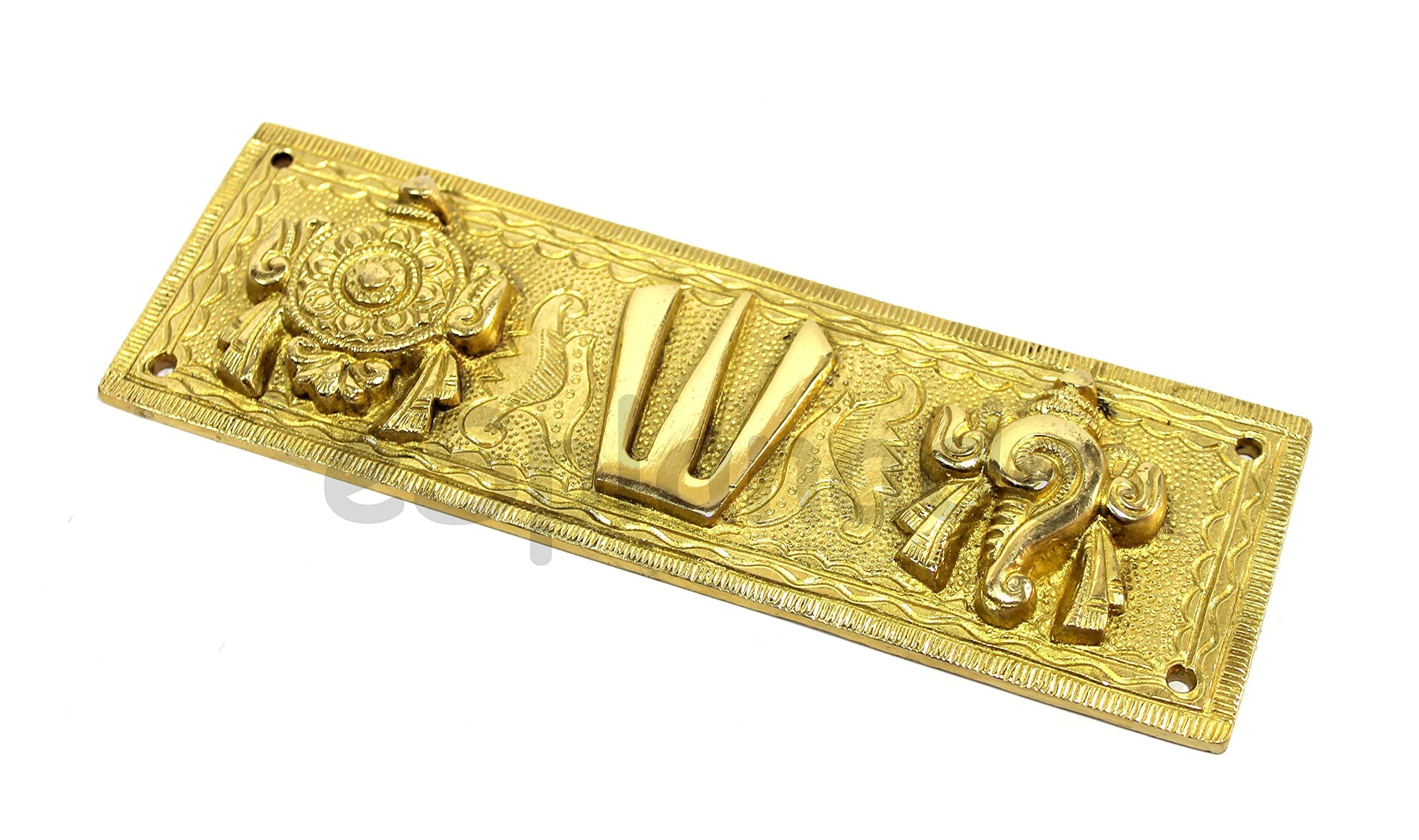 eSplanade Brass Shankh Chakra Namah Showpiece | Shankha Chakra Tilak | Shankha Gada Padma | Padmanabha Swami | Vishnu | Home Decor (8 Inches)