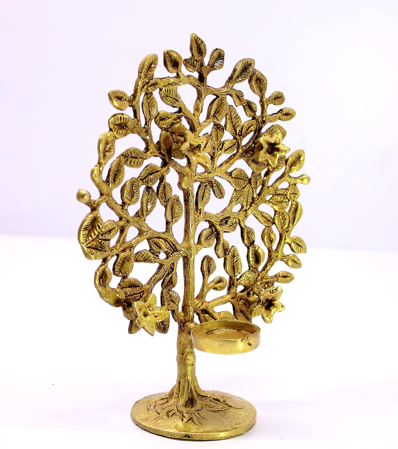 ESPLANADE Brass Tree of Life Diya Sculpture Decorative Show Piece - Home Office Decor - Spiritual Items | Golden - 8.5" Inches