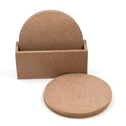 IVEI MDF DIY Coasters With Holder – Blank Wooden Coasters For Painting, Resin, Decoupage | Craft Project Kit