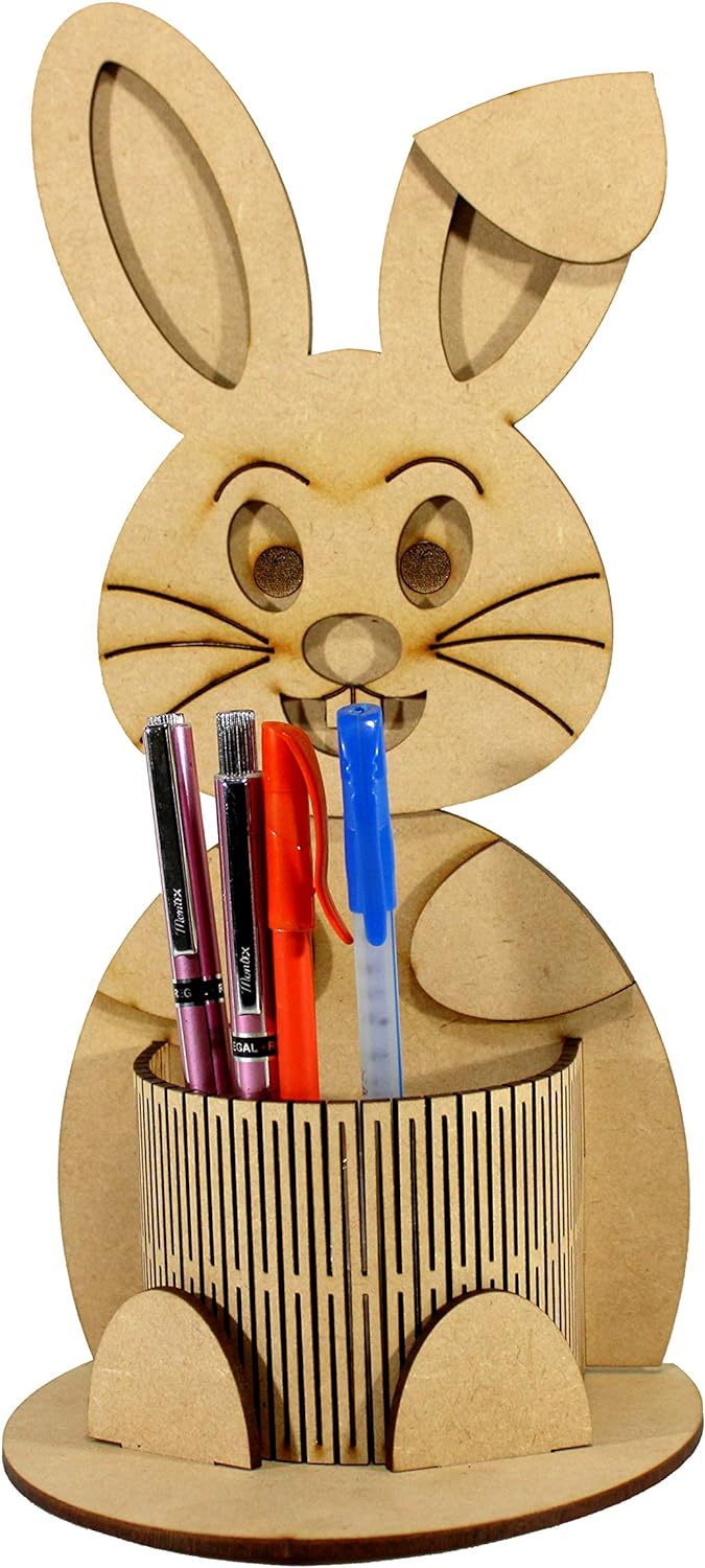 eSplanade DIY Wooden 3D Puzzle Rabbit - Desk Organizer, Pen Stand - Easy to Assemble