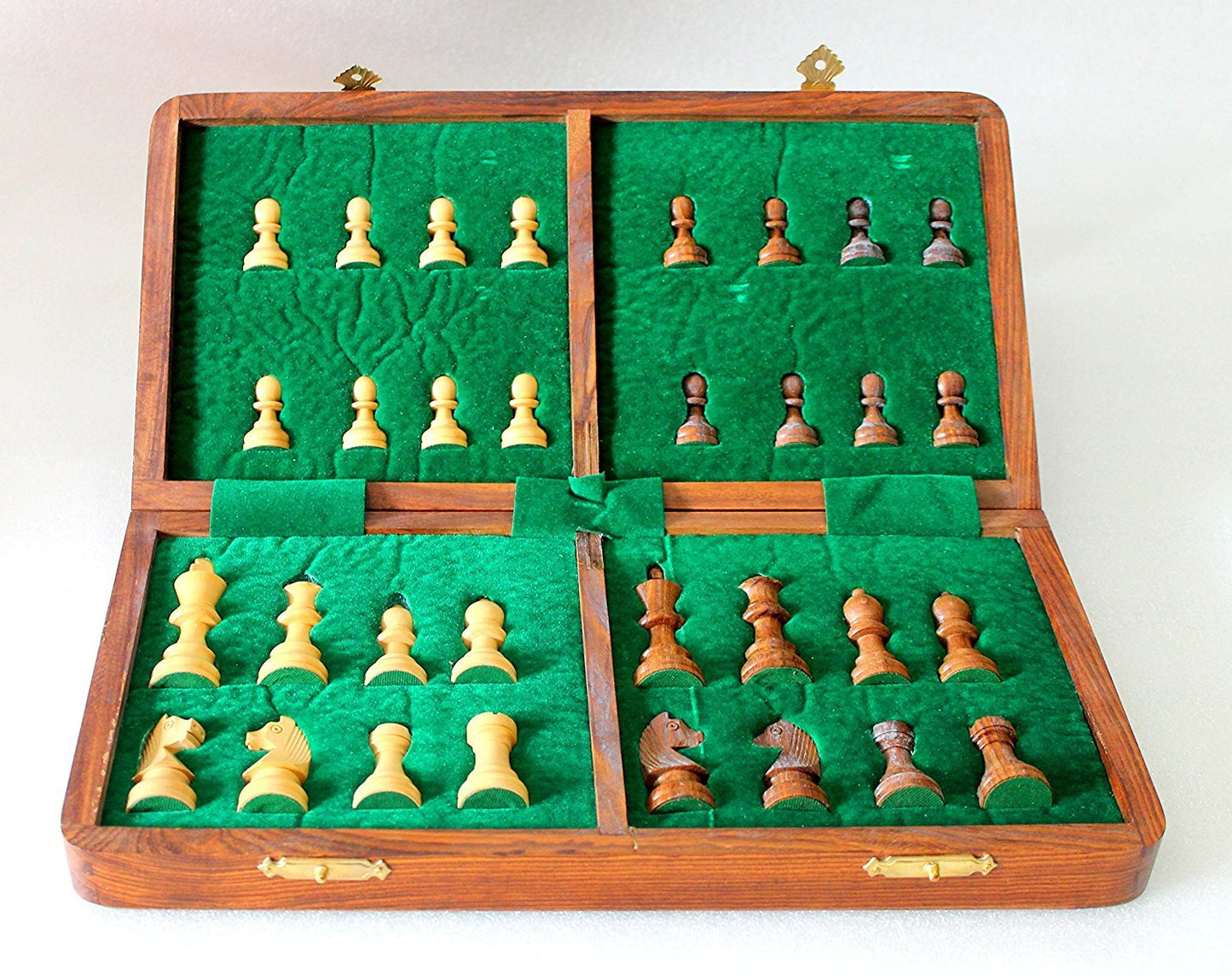 StonKraft Wooden Chess Game Board, Wooden Chess Pieces with Storage Slots (14" x 14" Inch)