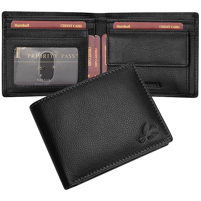 HORNBULL Men's Stylist Black Genuine Leather Wallet with RFID Protection | Branded Gift Wallet for Men