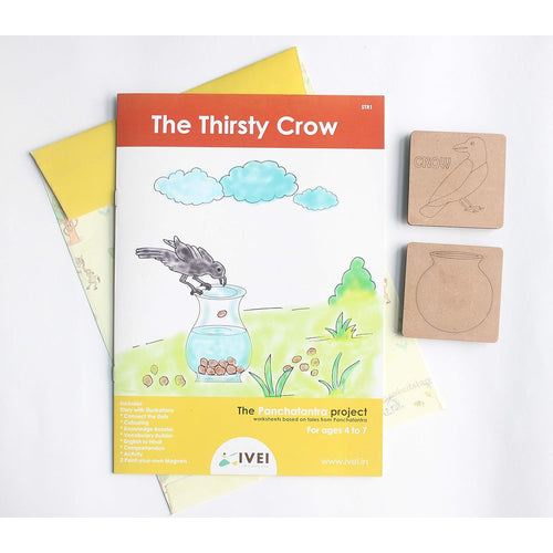 IVEI Panchatantra Kids Learning Book - Workbook and 2 DIY Magnets of Panchatantra Story - Colouring Activity Worksheets - Creative Fun Activity and Education For Kids - The Thristy Crow ( Age 4 to 7 Years )