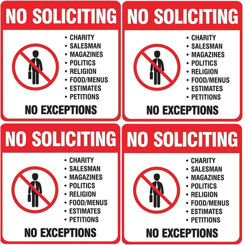 eSplanade No Soliciting Sign Decal Sticker Deters Solicitors Indoor & Outdoor Use Waterproof