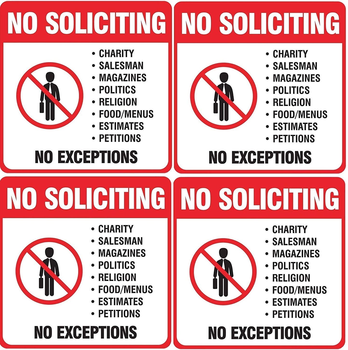 eSplanade No Soliciting Sign Decal Sticker Deters Solicitors Indoor & Outdoor Use Waterproof