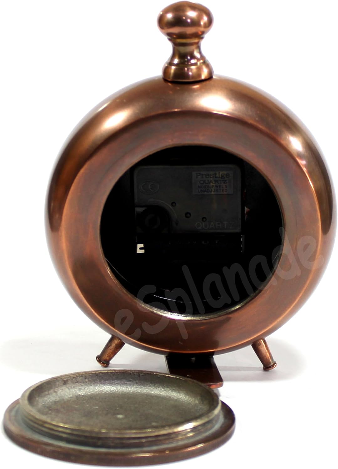 eSplanade European Style Vintage Clock Table Desk Shelf Clock - Metal - Chrome Finish - 7" Inches