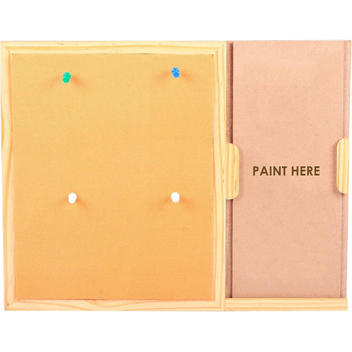 IVEI MDF Wood Square Pin Board/Bulletin Board & Push Pins for Fun Learning Kids Activity, with DIY Panel, Room Décor Notice Display Board, Orange & Black (14x11x1 in)