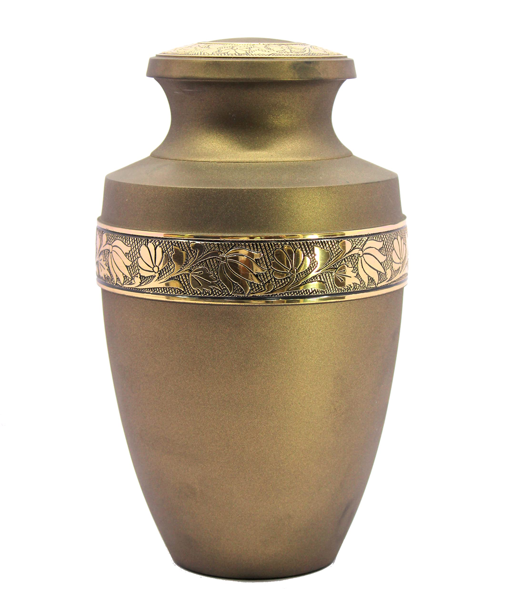 eSplanade Brass Cremation Urn Memorial Jar Pot Container | Full Size Urn for Funeral Ashes Burial | Engraved Metal Urn |