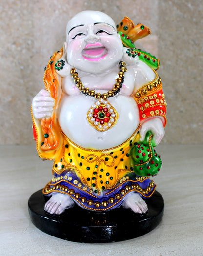 eSplanade Laughing Buddha Statue for Money, Wealth & Good Luck | Resin Home Decor Item for Living Room, Office Table Desk, Shelf | Feng Shui Showpiece, Idol & Figurine | House Warming Gift, 6.5"