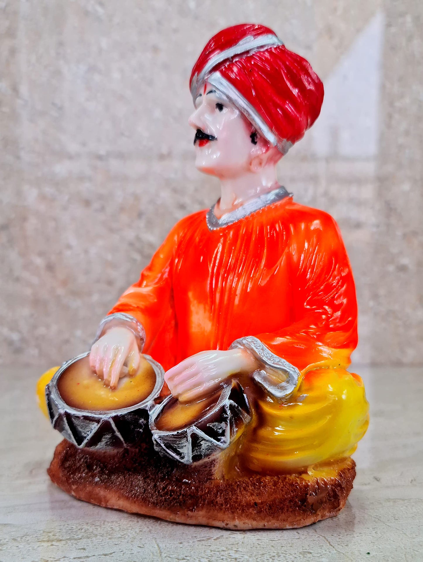 eSplanade Resin Rajasthani Punjabi Musical Folks Showpiece Figurine Sculpture (Set of 6) | Decorative Items - Home Decor | Multicolour - 6.6" Inches