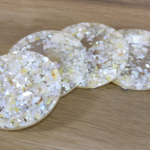 KLEO Mother of Pearl Coaster Set - Table Coaster set (Set of 4) | Coasters Bar Beer Coffee Tea Coasters