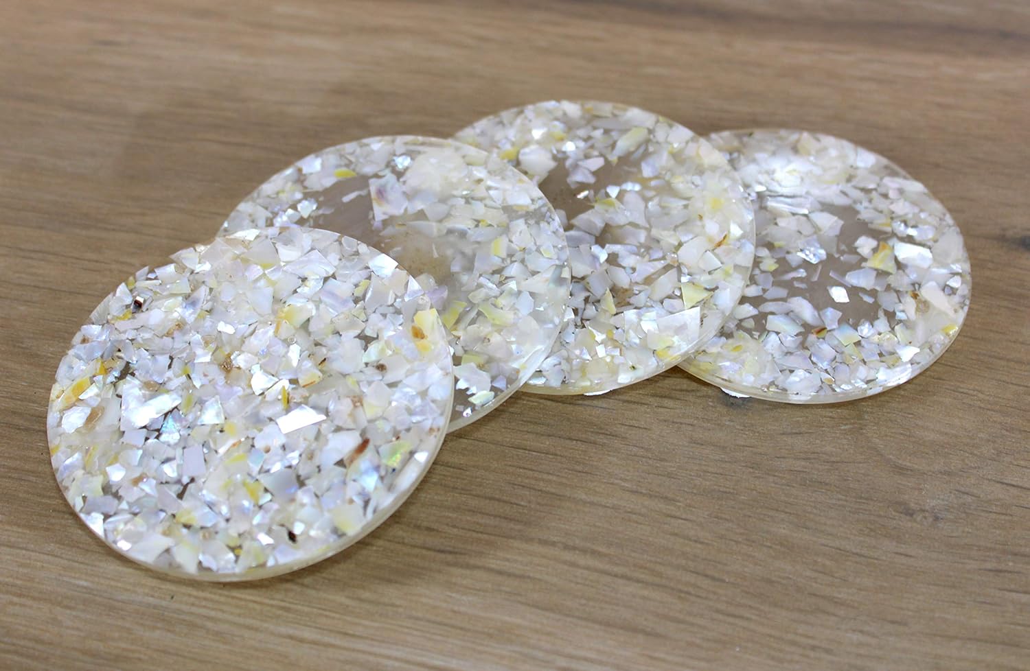 KLEO Mother of Pearl Coaster Set - Table Coaster set (Set of 4) | Coasters Bar Beer Coffee Tea Coasters