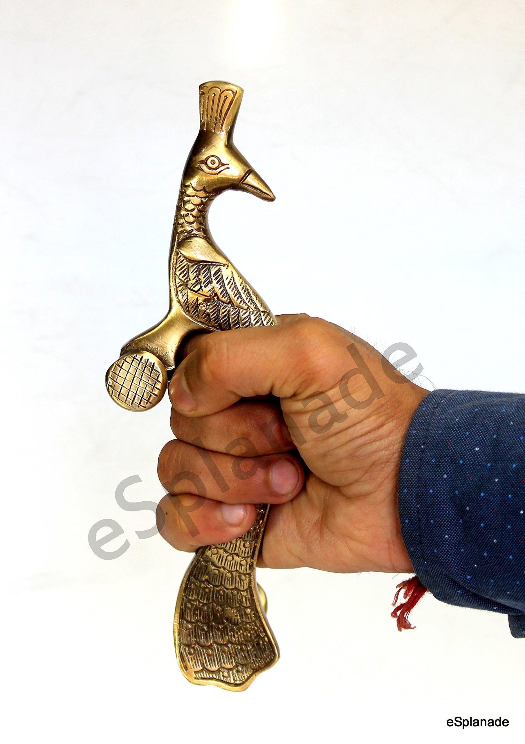 eSplanade - Designer Pair of Brass Door Handles (2 pcs) | Handle-Sets | Door Decor | Brass Door Pulls - Peacock Shaped