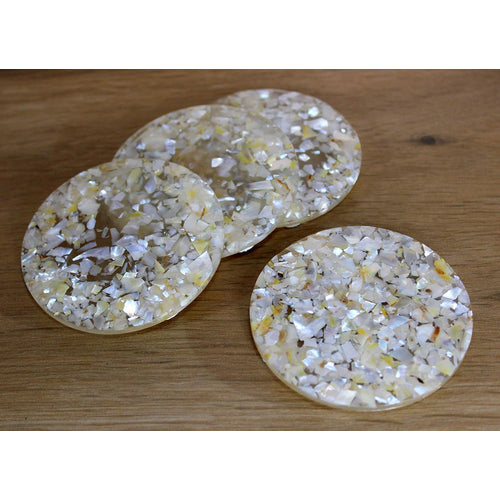 KLEO Mother of Pearl Coaster Set - Table Coaster set (Set of 4) | Coasters Bar Beer Coffee Tea Coasters