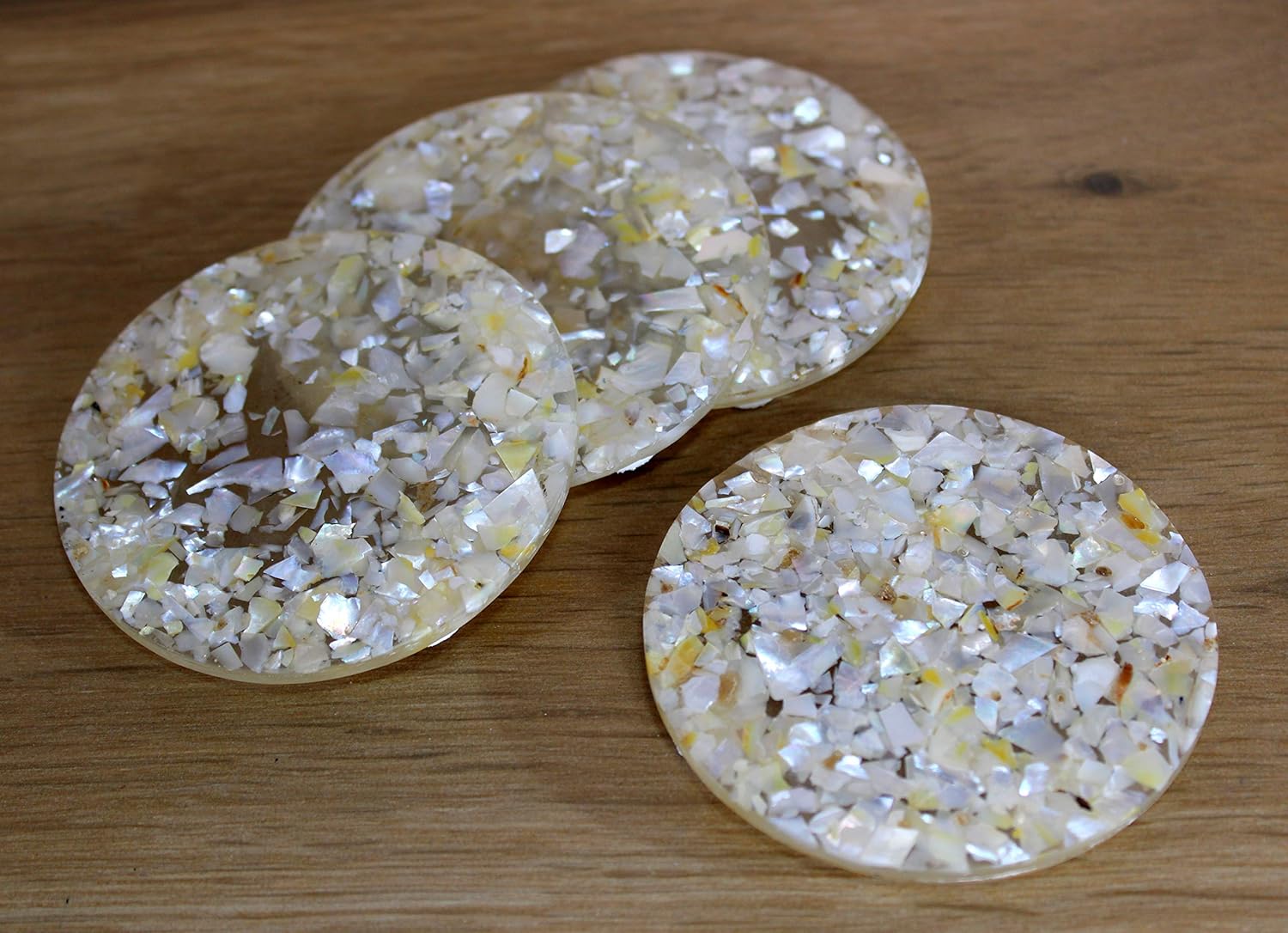 KLEO Mother of Pearl Coaster Set - Table Coaster set (Set of 4) | Coasters Bar Beer Coffee Tea Coasters