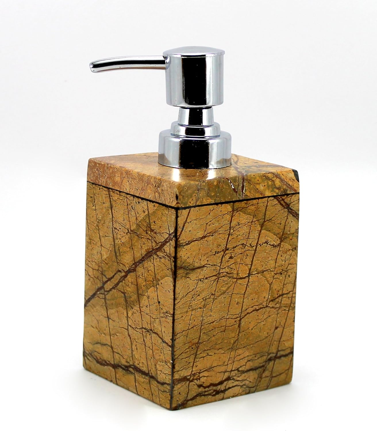 KLEO - Bathroom Accessory Set Made from Natural Stone - Bath Accessories Set of 4 Includes Soap Dispenser, Toothbrush Holder, Tumbler and Soap Dish (Black, Brown)