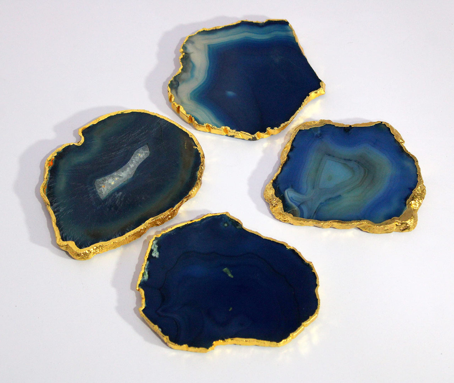 eSplanade Natural Agate Coasters Bar Beer Coffee Tea Coaster - Set of 4 Coasters - Perfect Table Accessories Tableware (Multicolour)